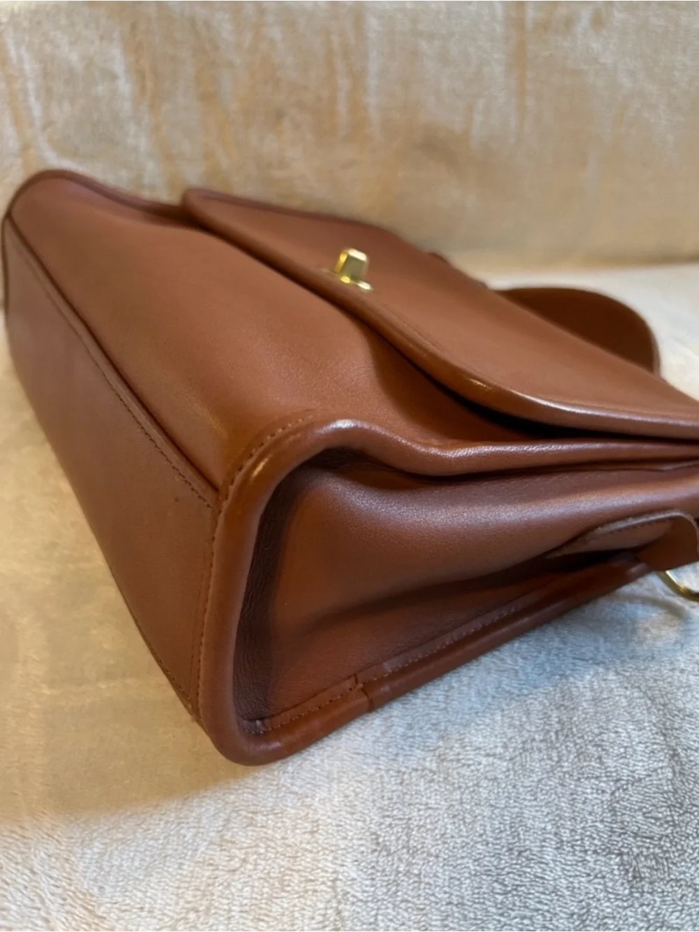 Coach Brown Leather Top-Handle Satchel with Gold Hardware